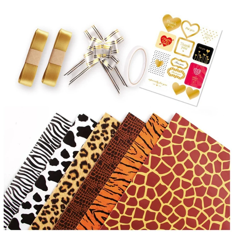 

Animal Prints Wrapping Paper,Packaging Paper Assortment For Birthday Holiday Animal Themed Party Decoration Supplies