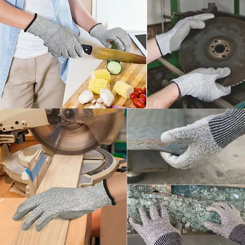 Перчатки уровня 5, устойчивые к порезам, противоскользящие и прочные, промышленные аксессуары для безопасной работы с стеклом и металлом.