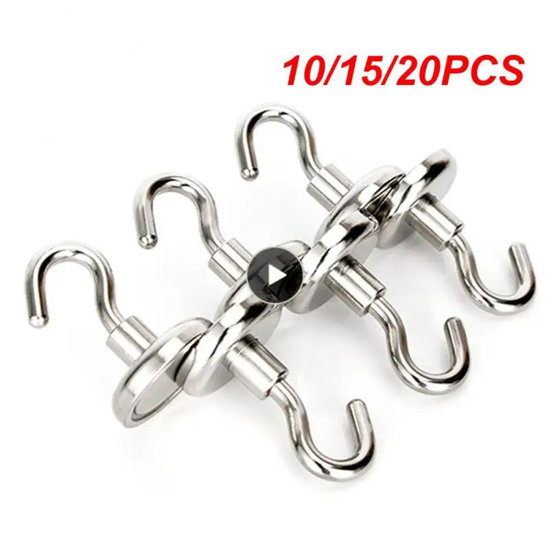 

10/15/20PCS Round No Punching Magnetic Hooks Magnet Hook Kitchen Accessories Heavy Duty Hooks Storage Box Holder Wall Hanger