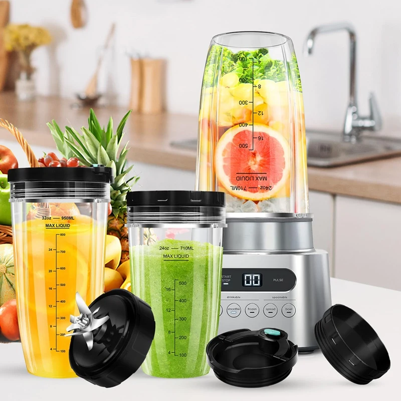 Запасные части для блендера Ninja 32 унций и 24 сменные чашки с выдвижными крышками