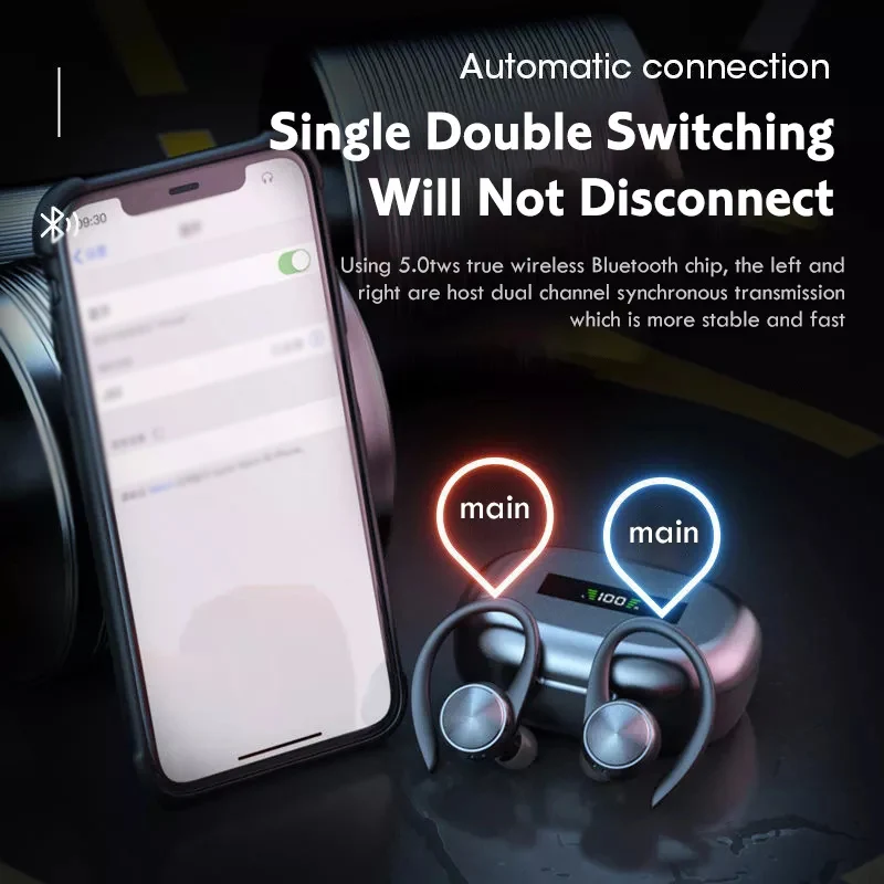 TWS R200 Bluetooth-наушники Настоящие Беспроводные стереонаушники Спортивные наушники