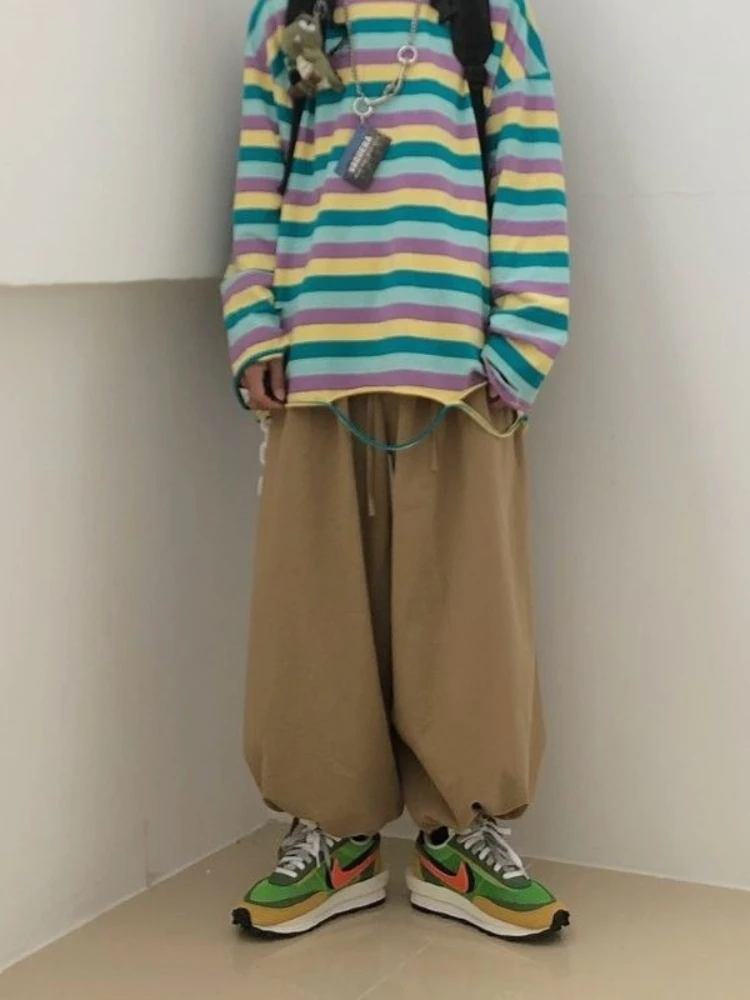 Женские брюки-карго в стиле Харадзюку с широкими штанинами |