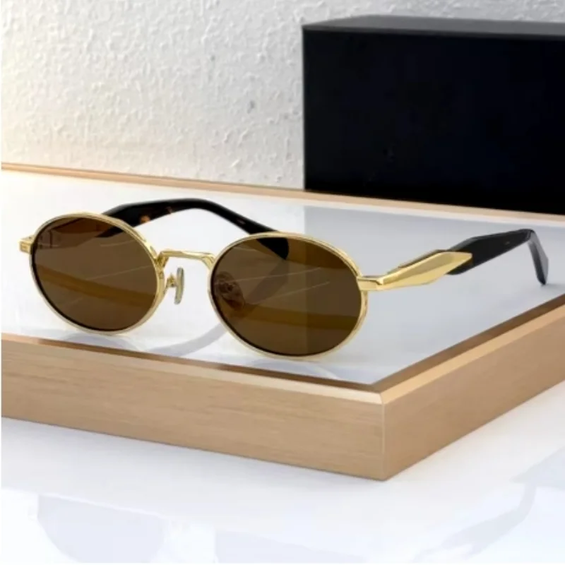 Маленькие овальные металлические солнцезащитные очки женские 65z новые люксовые