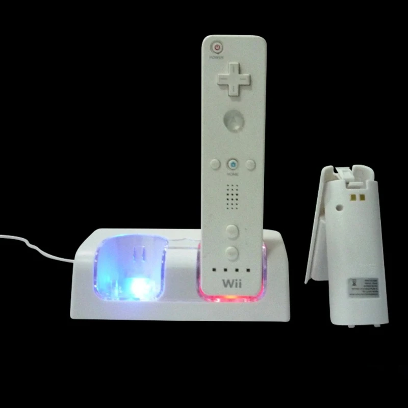 Remote Controller Dual Charging Dock Station+ 2x2800mAh Rechargeable Batteries for Wii Gamepad Charger With LED Light Indicator |
