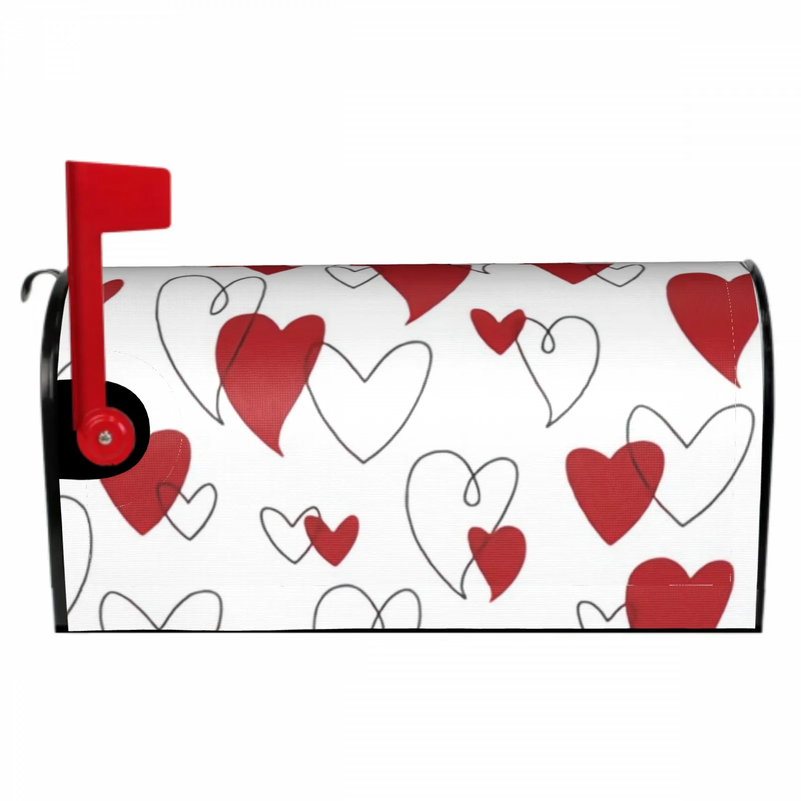 

Funny Red Lines Hearts Magnetic Mailbox Cover Standard Size Happy Valentine's Day Post Box Cover Wrap Decoration Garden Outdoor