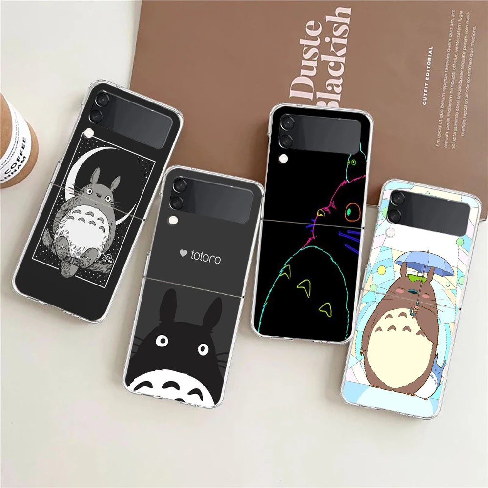 

Anime Spirited Away Totoro Phone Cover For Samsung Galaxy Z Flip 4 Case Transparent For Samsung Z Flip 3 Hard PC Foldable Shell