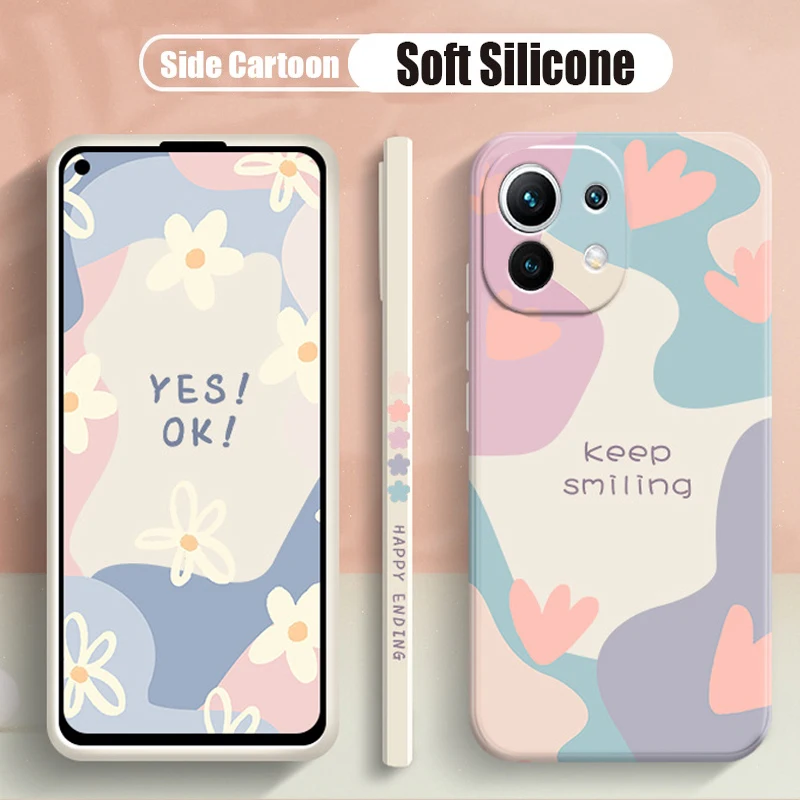

For POCO X4 Pro 5G X3 NFC Case Square Flower Cover for Xiaomi Mi 12 11T 10T 11 Lite POCO F3 Pro Redmi Note 11S 11 Pro Case