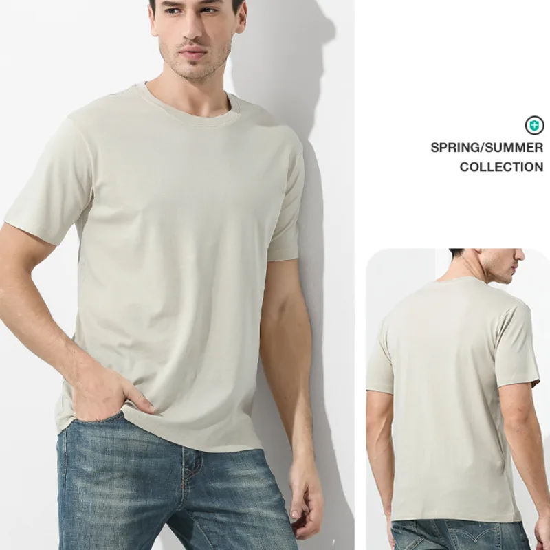 Мужская хлопковая футболка с коротким рукавом круглым вырезом |