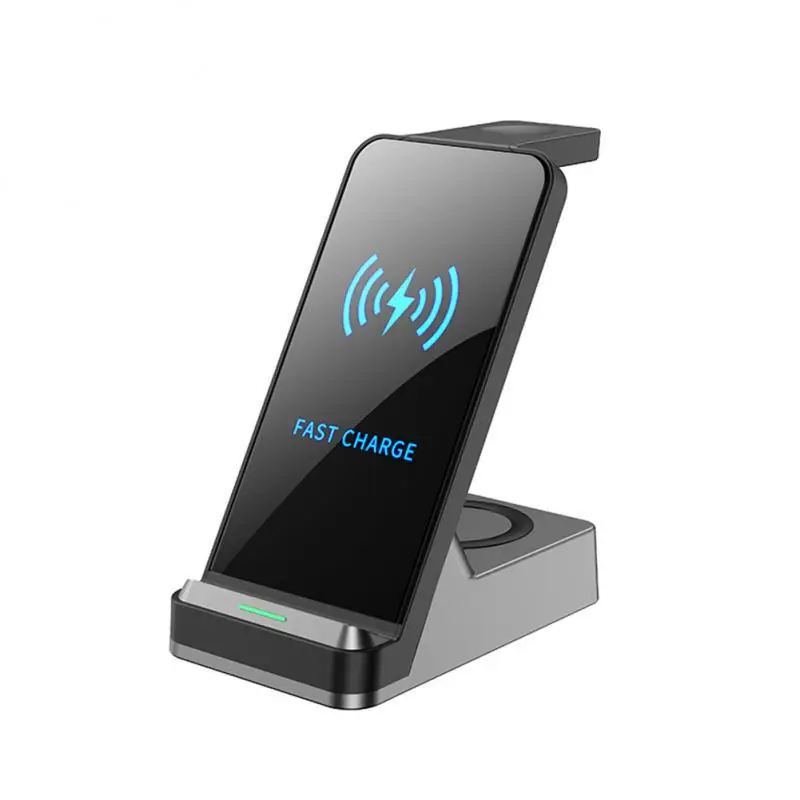 

3 In 1 Phone Wireless Charger Power Protection Cell Phone Charger Stand Multifunctional For Travel Phone Charging Station Black