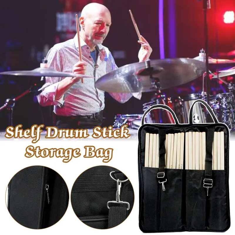 

Black 600D Oxford Cloth Drum Gig Bag with Handy Gripped Handle Percussion Kit Drum Stick Bag Snare Drum Portable Drum Stick Bag