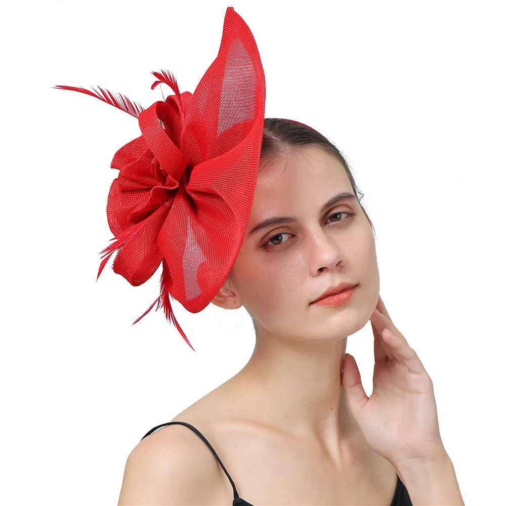 

Женская Вуалетка для волос с перьями, свадебная шляпа синего цвета с декоративными перьями на головной повязке, головной убор для вечевечер...