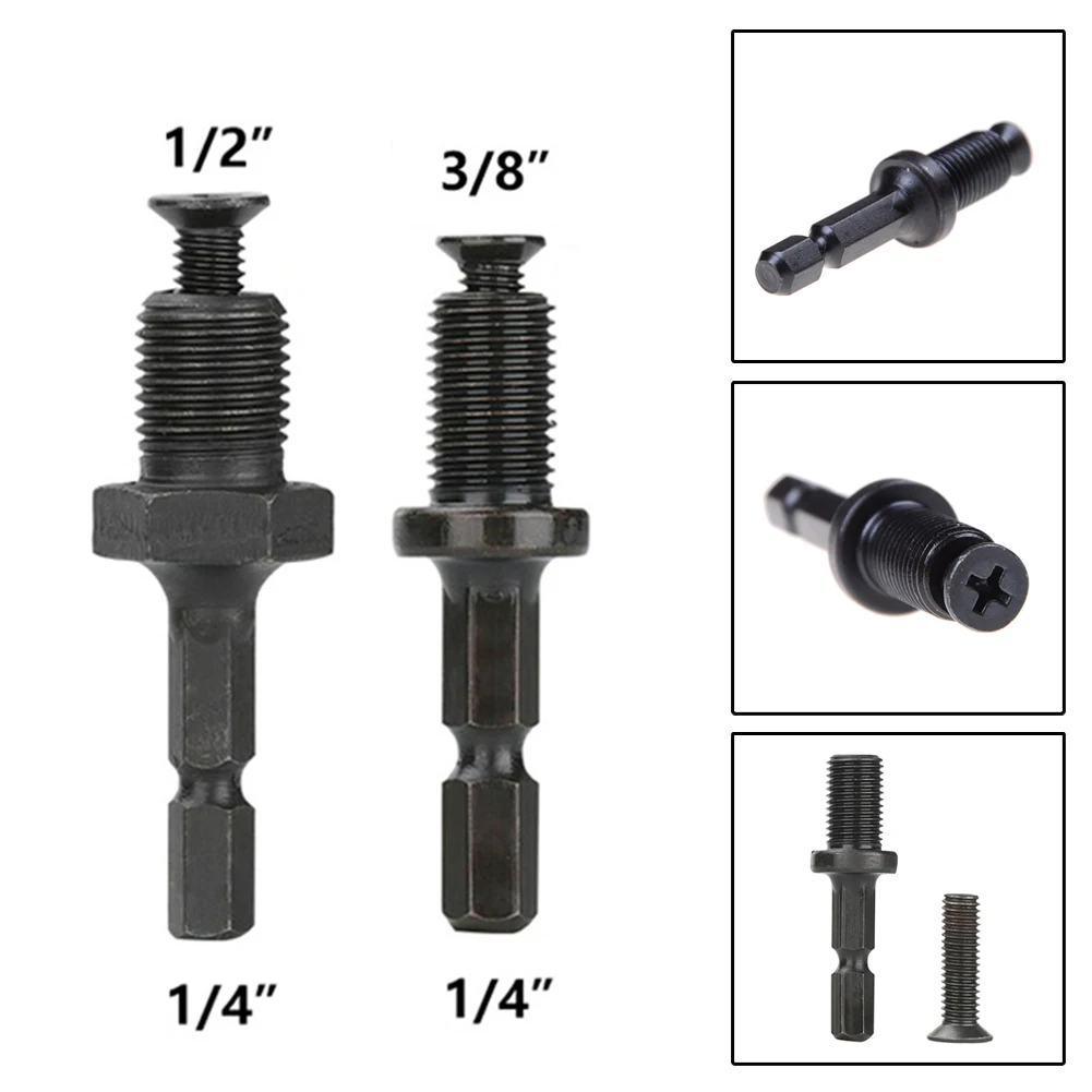 

Drill Chuck Adapter 1/4" Hex Shank To 3/8 1/2 Inch Male Thread Reverse Quick Change Adapter Drilling Bit Accessories