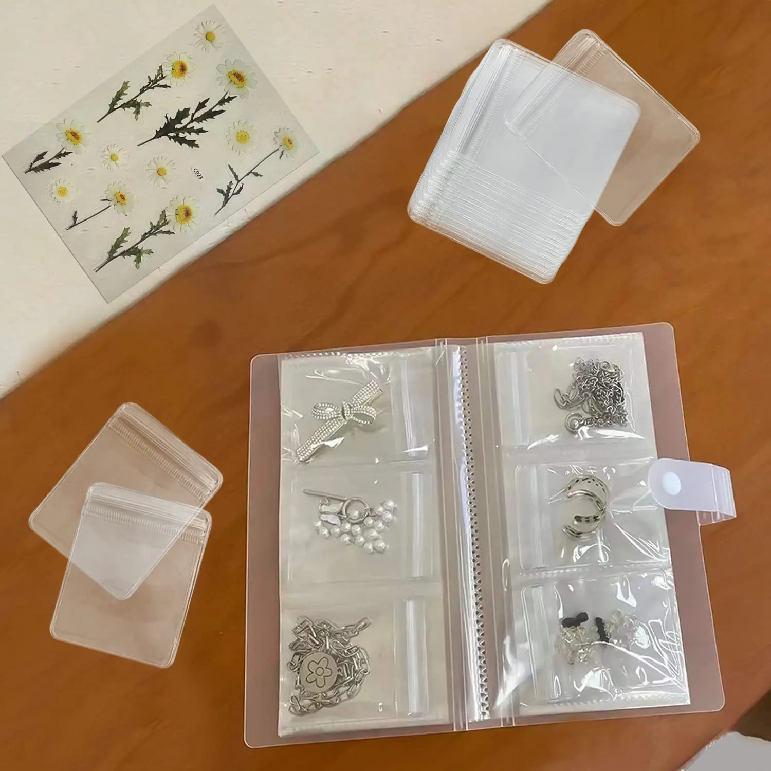 

164Grids Transparent Jewelry Storage Bag Dustproof Storage Book Necklace Earring Ring Portable Travel Jewelry Organizer Booklet