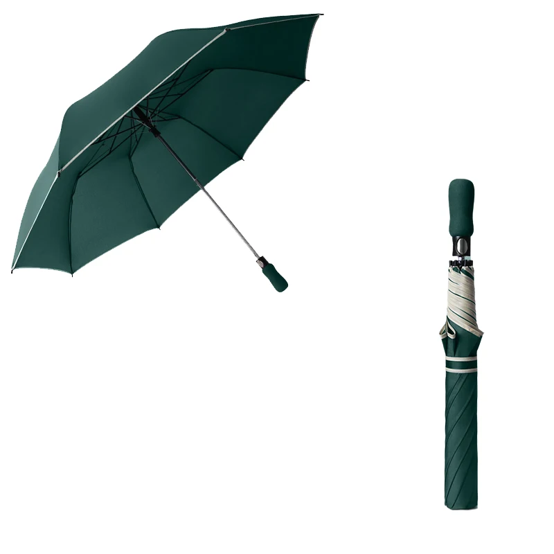 Large Double Wind-resistant Three-fold Umbrella Solid Color Eight-bone Steel Skeleton Wind-resistant Waterproof Golf Umbrella