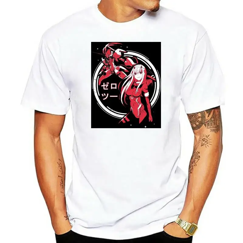 

Streetwear Zero Two Strelitzia Darling in the Franxx Black T Shirt Adult Short Sleeve Anime Shirt Classic Mens Tee Summer Hot