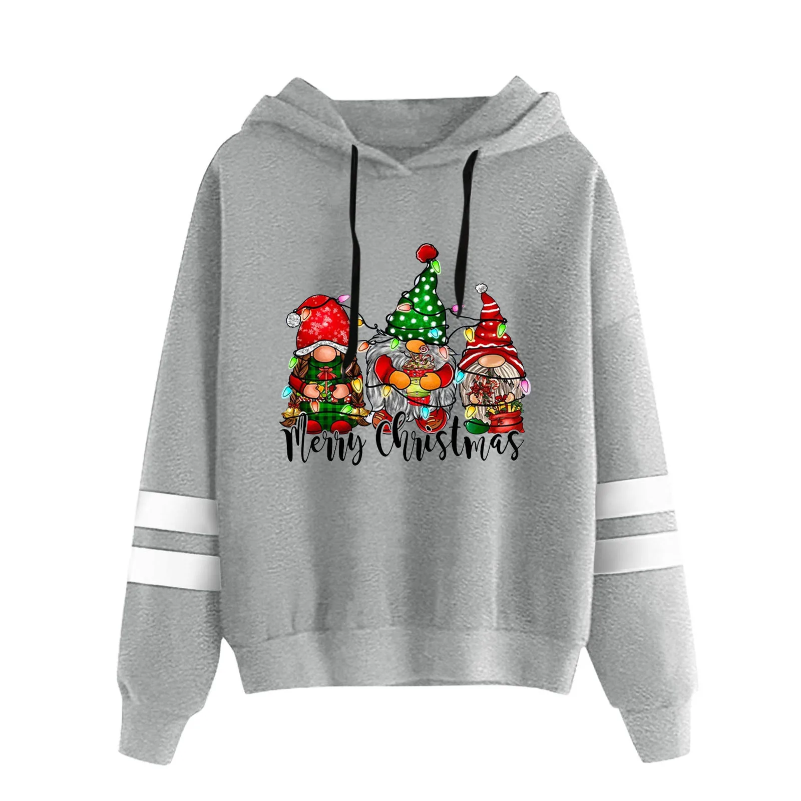 

Женская рождественская Повседневная Свободная Рождественская Толстовка с принтом гнома, женский свитер с воротником, Спортивная туника с ...
