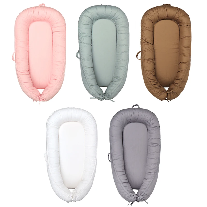 

Детская Хлопковая кроватка, однотонная люлька для кормления, складной матрас для ребенка