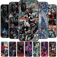 venom comics anime clear phone case for huawei honor 20 10 9 8a 7 5t x pro lite 5g black etui coque hoesjes comic fash design