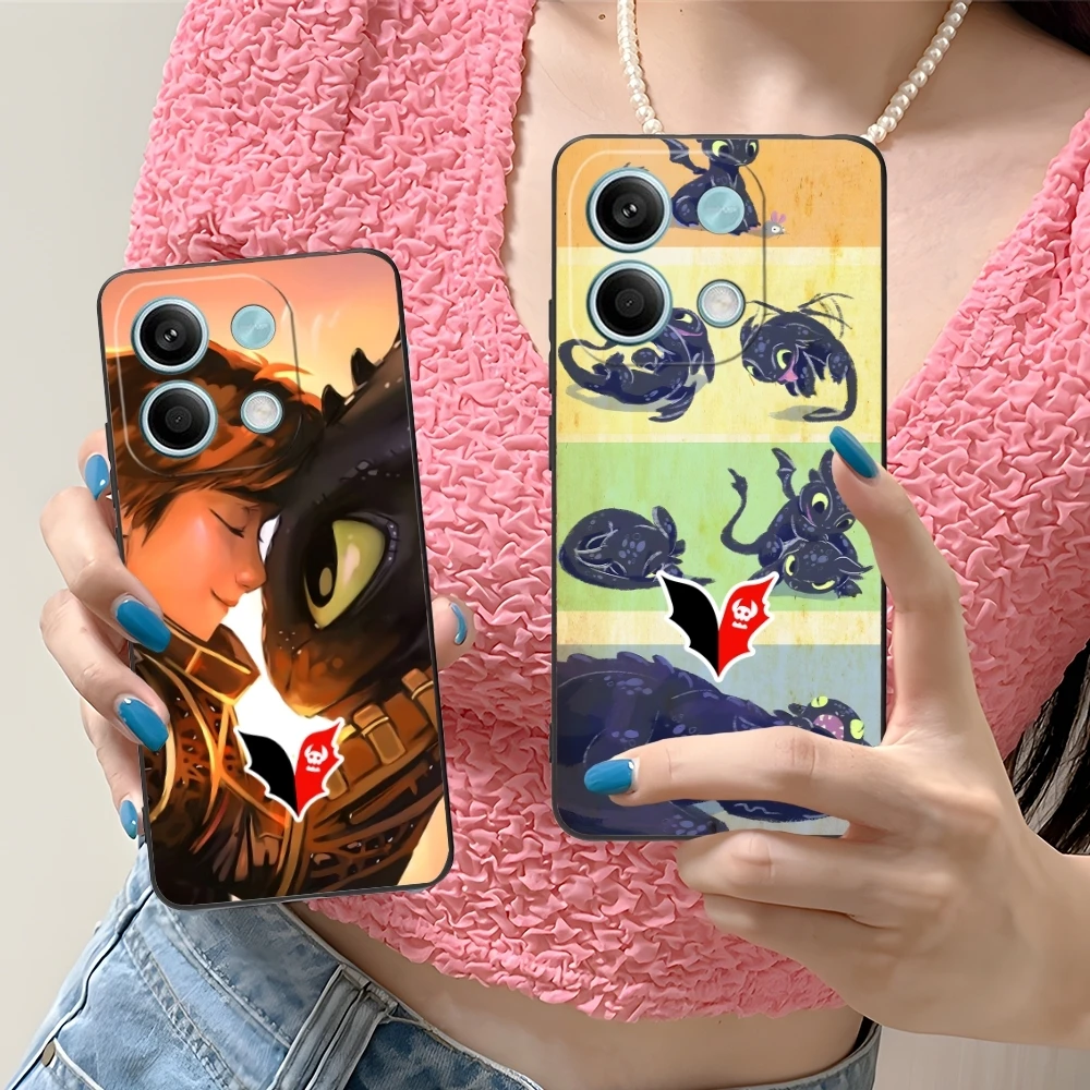 Фото HTTYD беззубистый Чехол для мобильного телефона с драконом для Xiaomi Redmi 13 13C 12 12C 10 10C A1 A2 A3 Plus 5G черный чехол для телефона №5