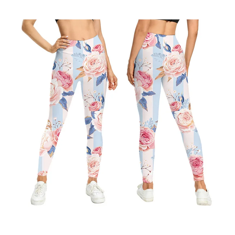

Штаны для йоги с цветочным принтом, женские леггинсы для спортзала, фитнеса, йоги, модные Мультяшные колготки для бега с банановыми листьями