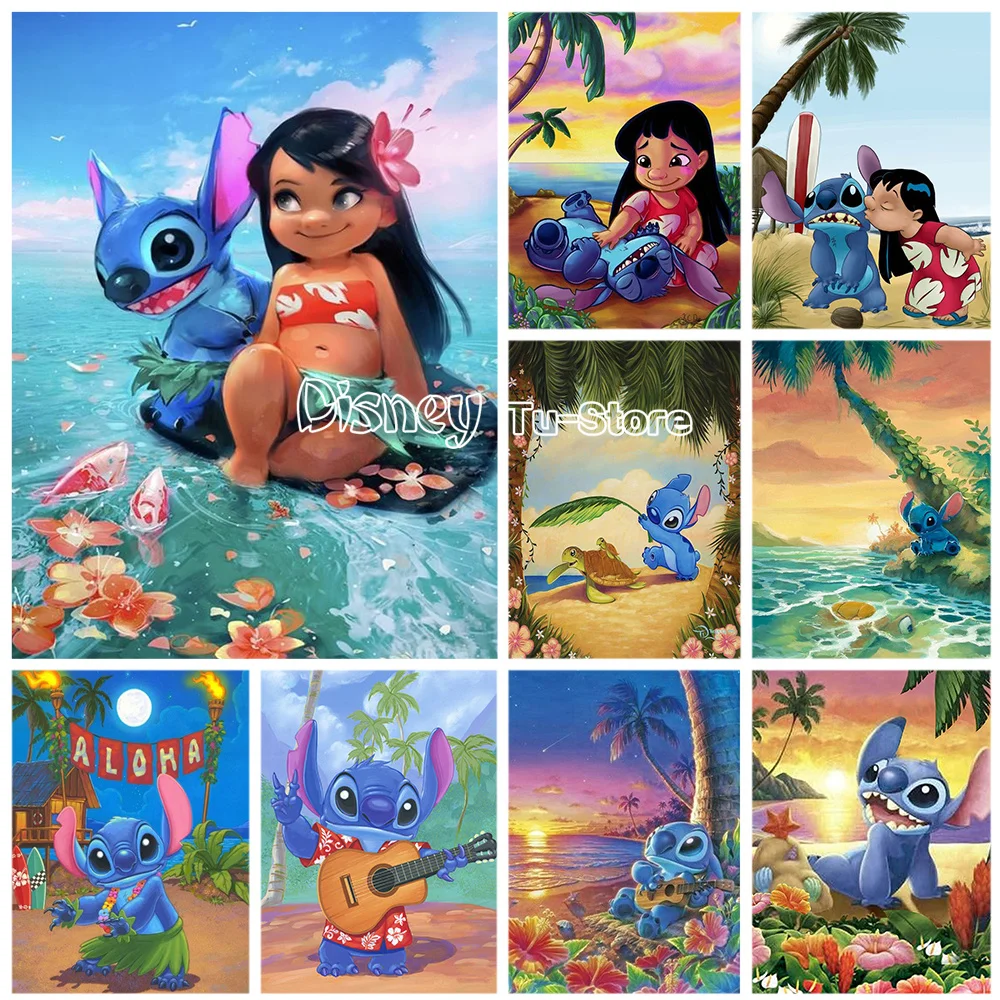 

Алмазная вышивка «Лило и Стич» из мультфильма Disney, коллекция животных, полноразмерная/круглая Алмазная вышивка крестиком, мозаика в подаро...