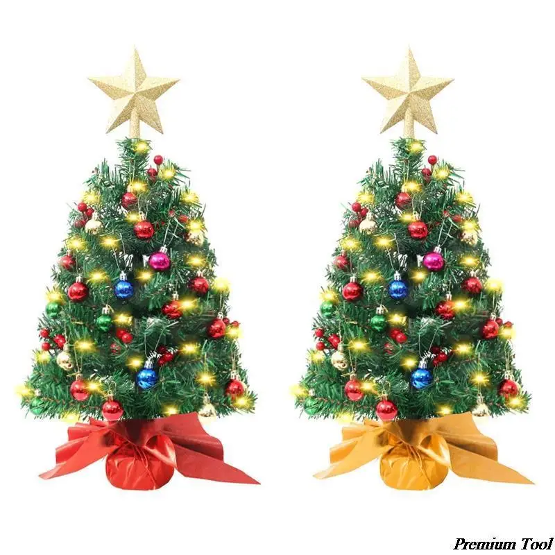 

Мини Рождественская елка с украшением, 45 см/60 см, украшение для офиса, настольное украшение, зеленая Рождественская елка, рождественские принадлежности