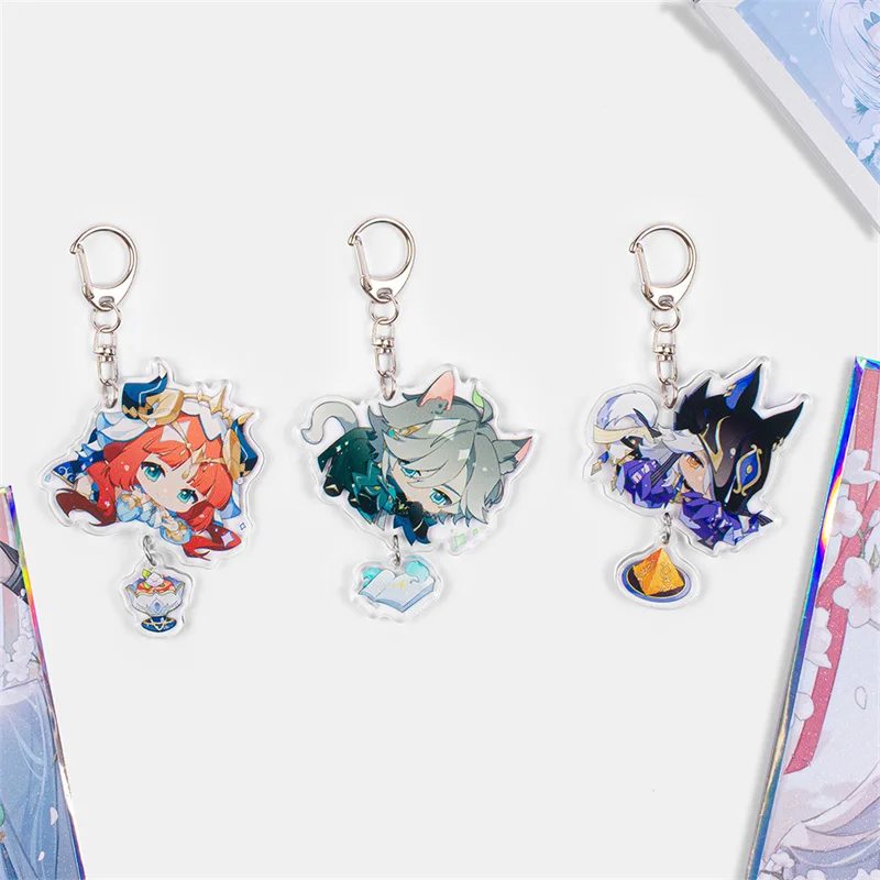 

Hot Anime Genshin Impact Cyno Cosplay Keychain Acrylic Cute Game Figure Layla Nilou Keyrings Kawaii Bags Key Chains Fans Gift