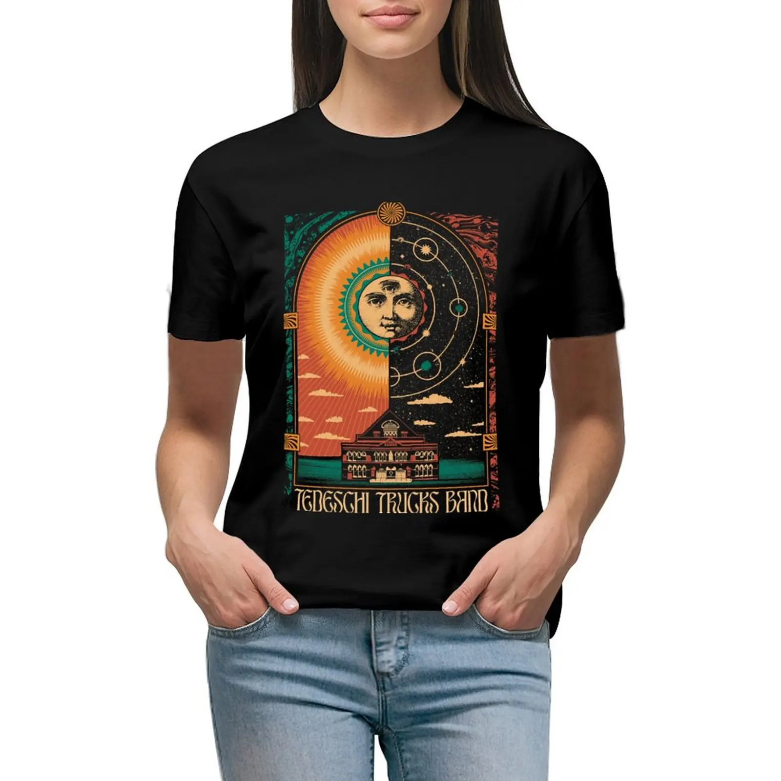 Летняя женская футболка оверсайз с принтом надписи German Trucks Band (9)