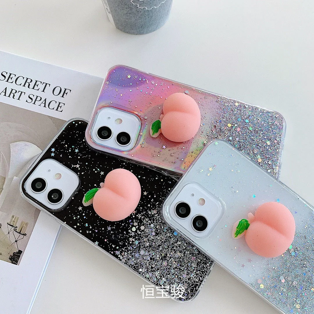 

Star TPU Phone Case for Xiaomi Redmi Note 11 5G 10S Pro 9T 9S 9 8T 8 7 9A 9C 8A 7A 3D Squishy Peach Cover for Poco F3 X3 NFC M3