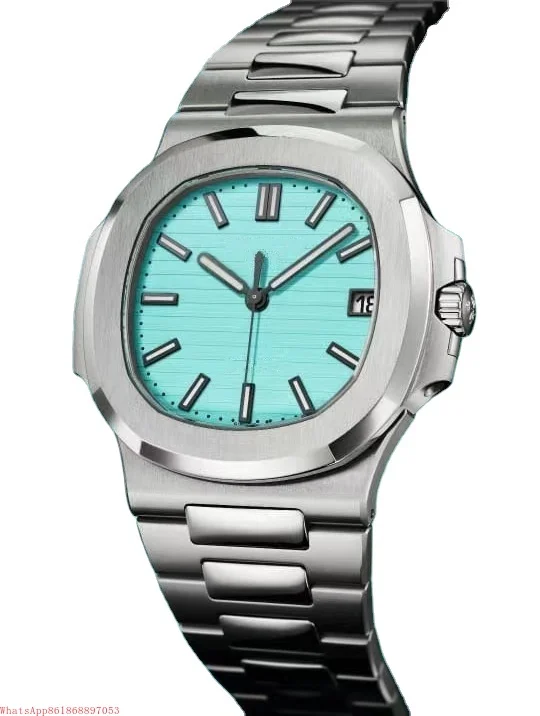 

New mens mechanical watch automatic Stainless Steel Bracelet Sky Blue Dial