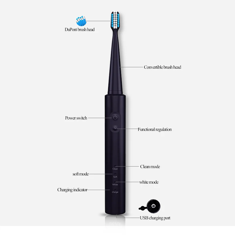 Ultrasonic Electric Toothbrush for adults USB Charger Rechargeable Automatic Timer Brush 4 Toothbrush head Set BR-Z1 enlarge