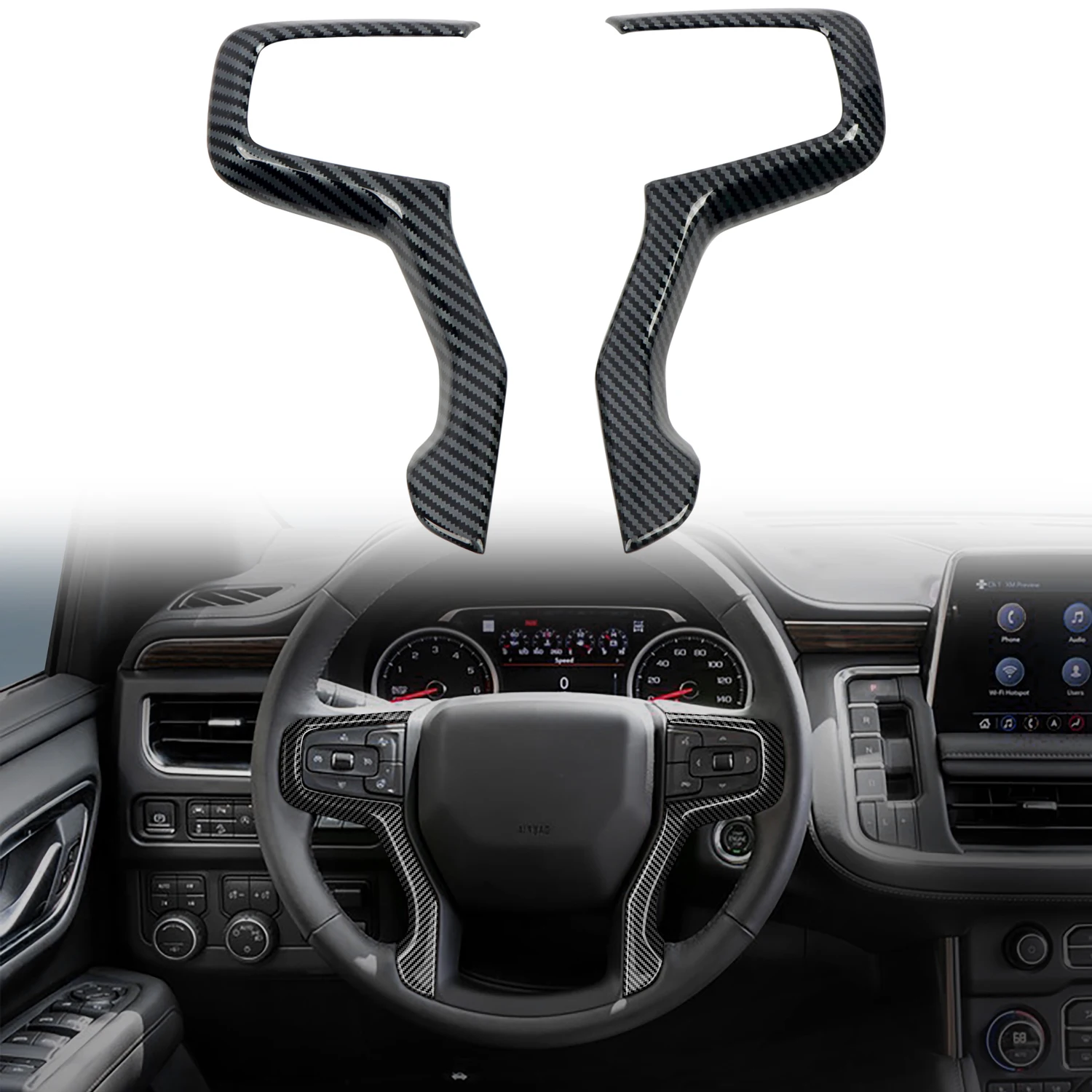 

Автомобильные товары, подходят для Chevrolet Suburban 2021 2022 2023, аксессуары, блестки для рулевого колеса, 2 шт. зернистого углеродного волокна