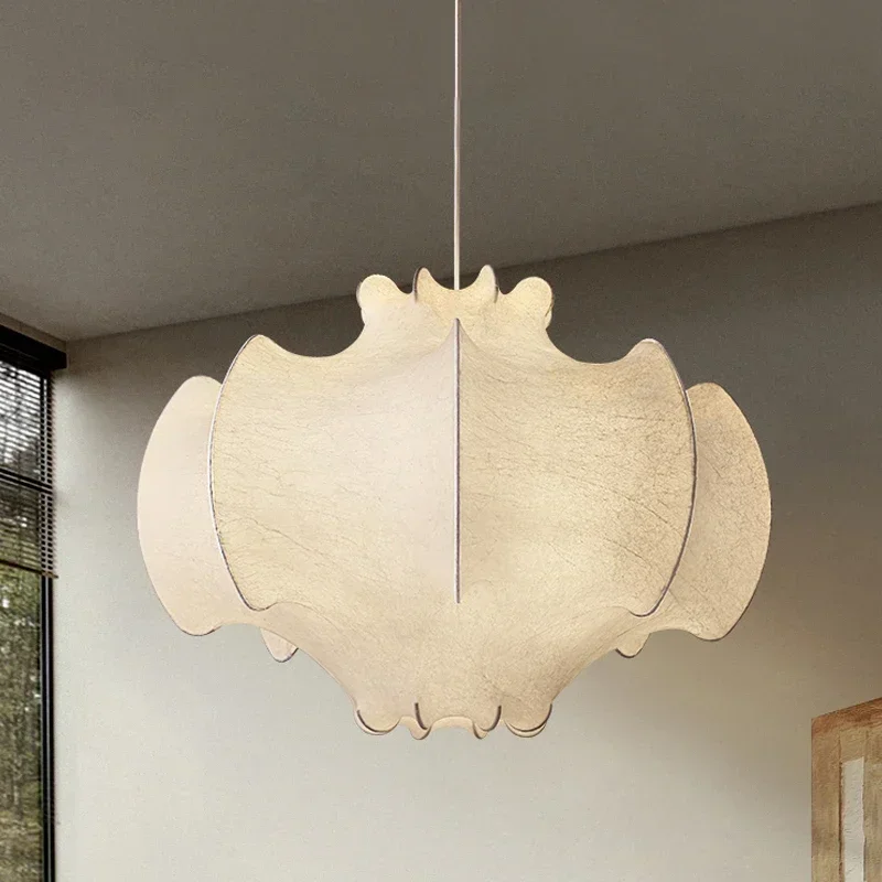 Фото Nordic Creative Silk Wabi-Sabi Wind Led E27 Pendant Lights Living Dining Room Bedroom Home Decor Chandelier Hanging Lamp Fixture №4