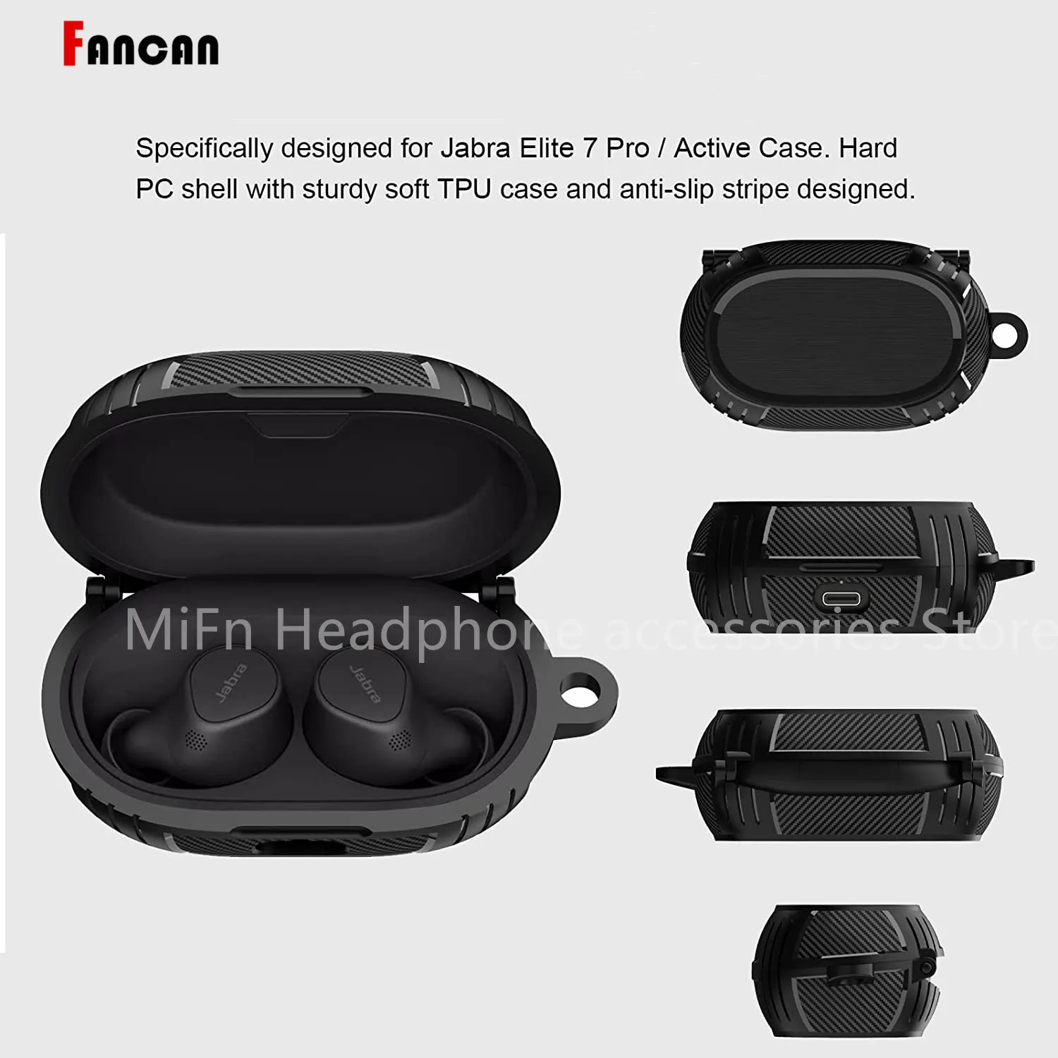 ЧЕХОЛ ДЛЯ Jabra Elite 7 Pro/Elite 7 Active чехол/Elite75T Чехол для мужчин с брелоком-карабином прочный защитный чехол из ТПУ