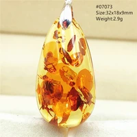 natural piebald amber pendant necklace flower inclusion beads red yellow amber gemstone women men crystal healing aaaaa