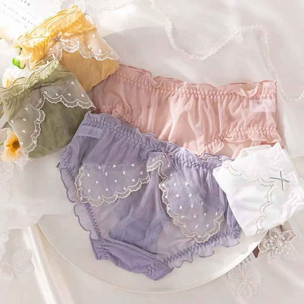 

Японские новые кружевные дышащие трусики, привлекательные Симпатичные трусики в горошек для девушек, в горошек, с оборками, в горошек, женск...