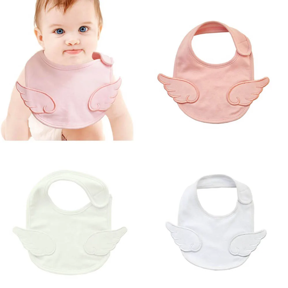 

1 Pcs Cotton Angel Wing Baby Bib Solid Color Saliva Towel Soft Breathable Self-adhesive Infant Reusable Burp Cloths Smock