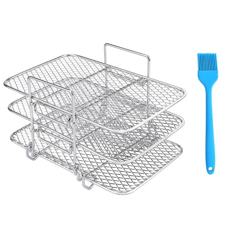 

W8KC Multi-Layer Air Fryer Rack Dehydrator Stands Stainless Steel Toast Holder for Air Fryer Grill Air Fryer Accessories