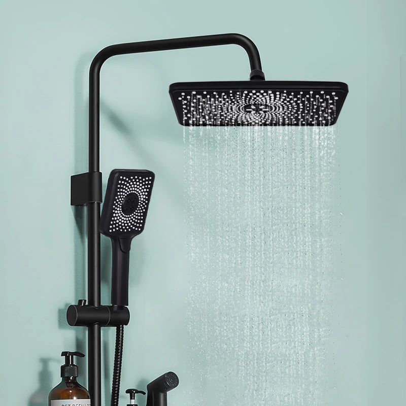 dokour ceiling shower head rainfall jet star 3 way bath hydromassage bathroom toilet accessories mixer black faucet complete set free global shipping