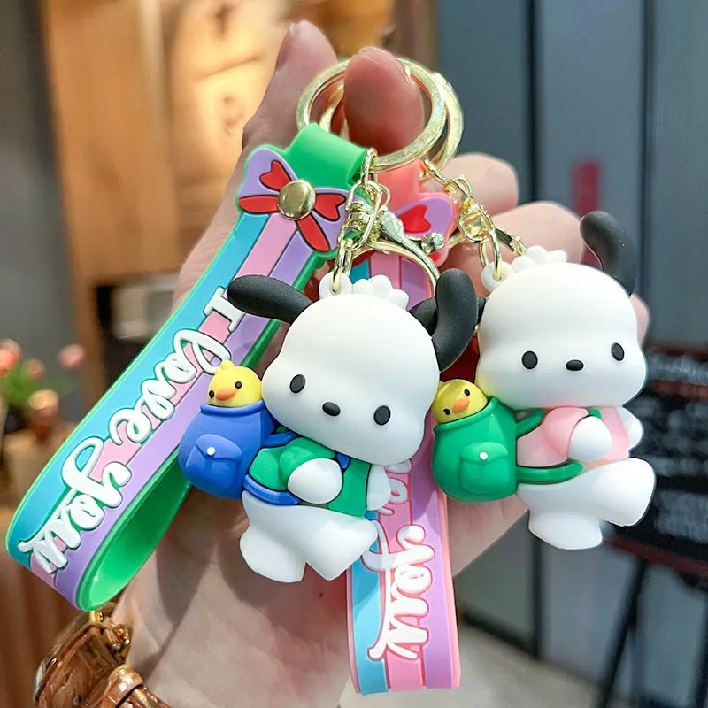 Kawaii милый рюкзак Sanrio Pochacco 3D кукла автомобильный брелок кулон женская сумка