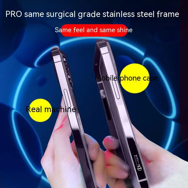 2022 NEW Metal Stainless steel Case For iPhone 14 13 12 Pro Max primary colors Frame Frosting Matte Lens Protection Back Cover