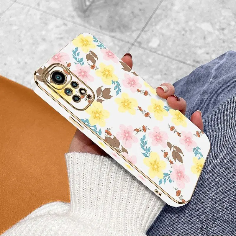 Twin Flower Luxury Plating Phone Case For Xiaomi Redmi Note 11 Pro Plus 12Pro Plus 11 11S 10 Pro 12 9S 8 Pro Cover
