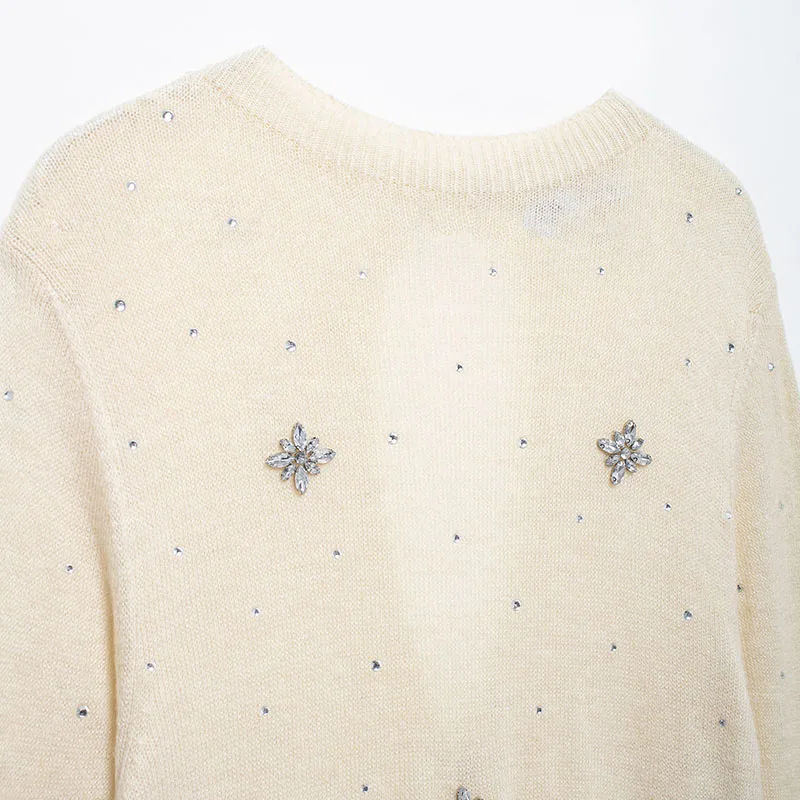 Повседневный женский вязаный свитер с круглым вырезом и открытой спиной пуловер