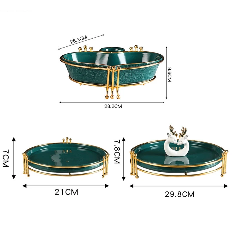 Зеленое керамическое кольцо тарелка Frutas Decorativas Lujosas подносы декоративная миска с