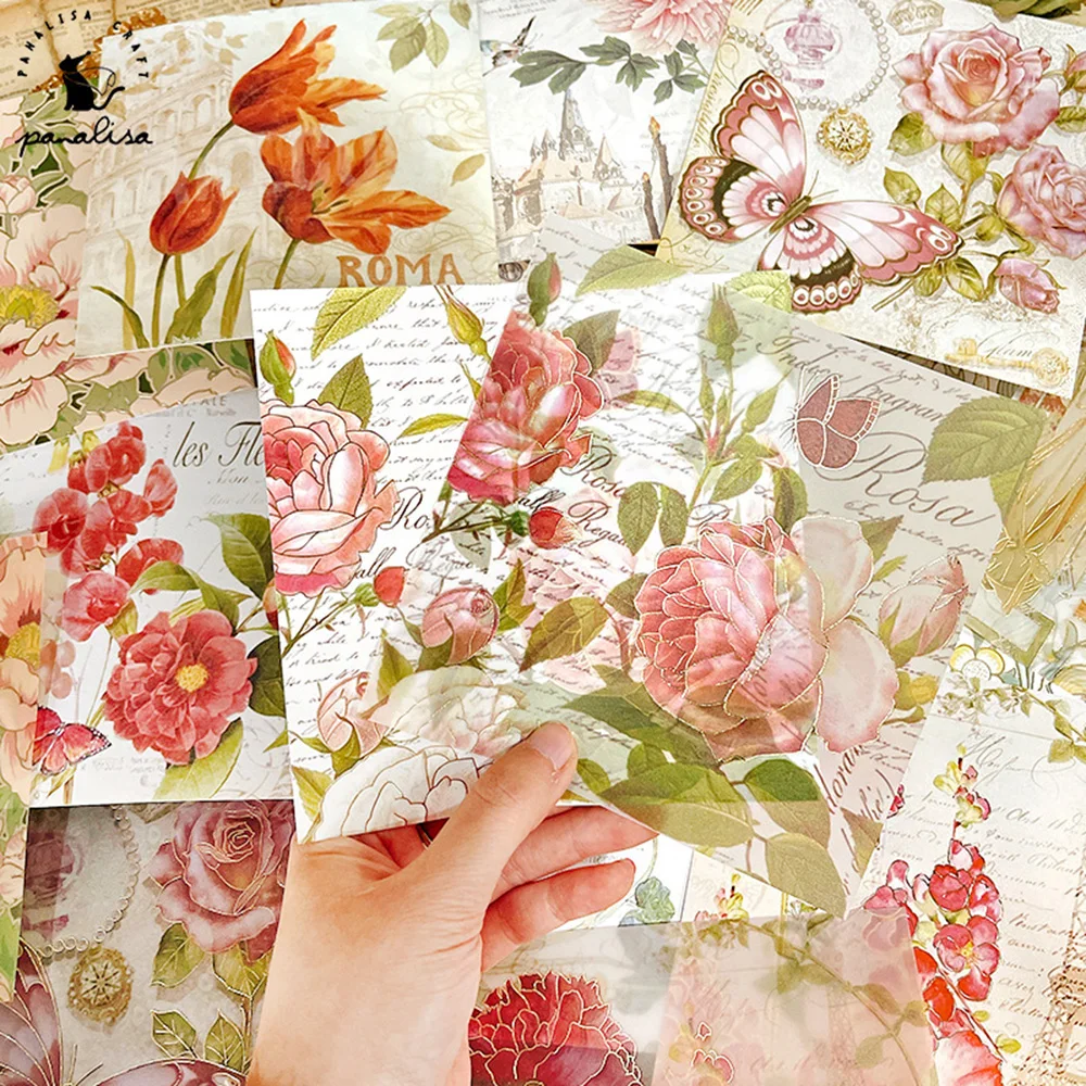 

15 Sheets Retro Pink Flower Scrapbooking Material Diy Background Paper Hand Account Scrapbook Materials Photo Album Papers