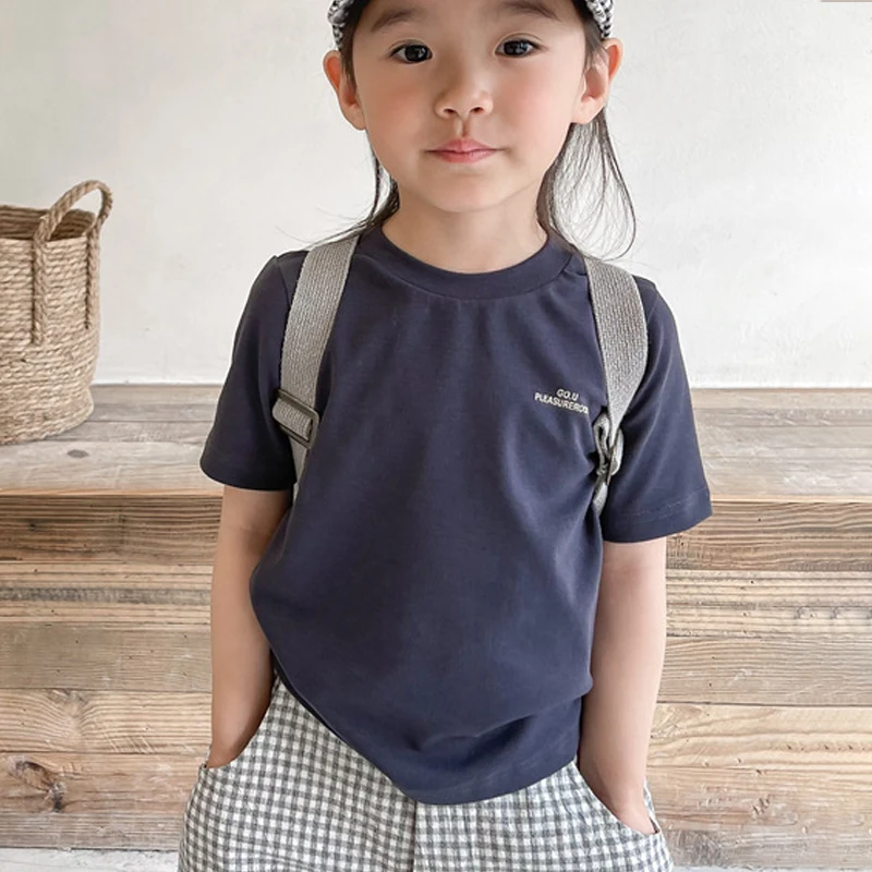

Children's Summer Short-sleeved T-shirt Korean Version Loose Casual Top Boy and Girl Fashion Bottoming Shirt Children's Clothing