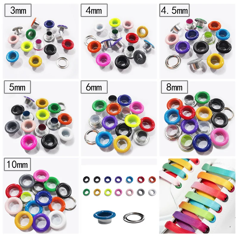 

500pcs/bag 3mm eyelet buckle spray painted shoelace ribbons clothing hollow rivets threading rope buttonholes sewing accessories