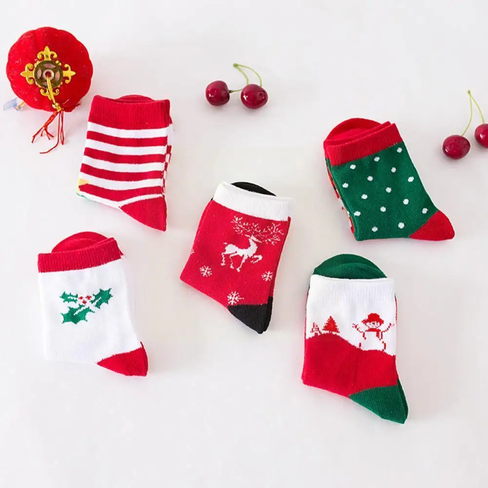 

5 Pairs/pack Christmas Socks Cotton Baby Boys Girls Floor Children's Winter Striped New Year Warmer Socks Warm Socks Anti-s L4e9