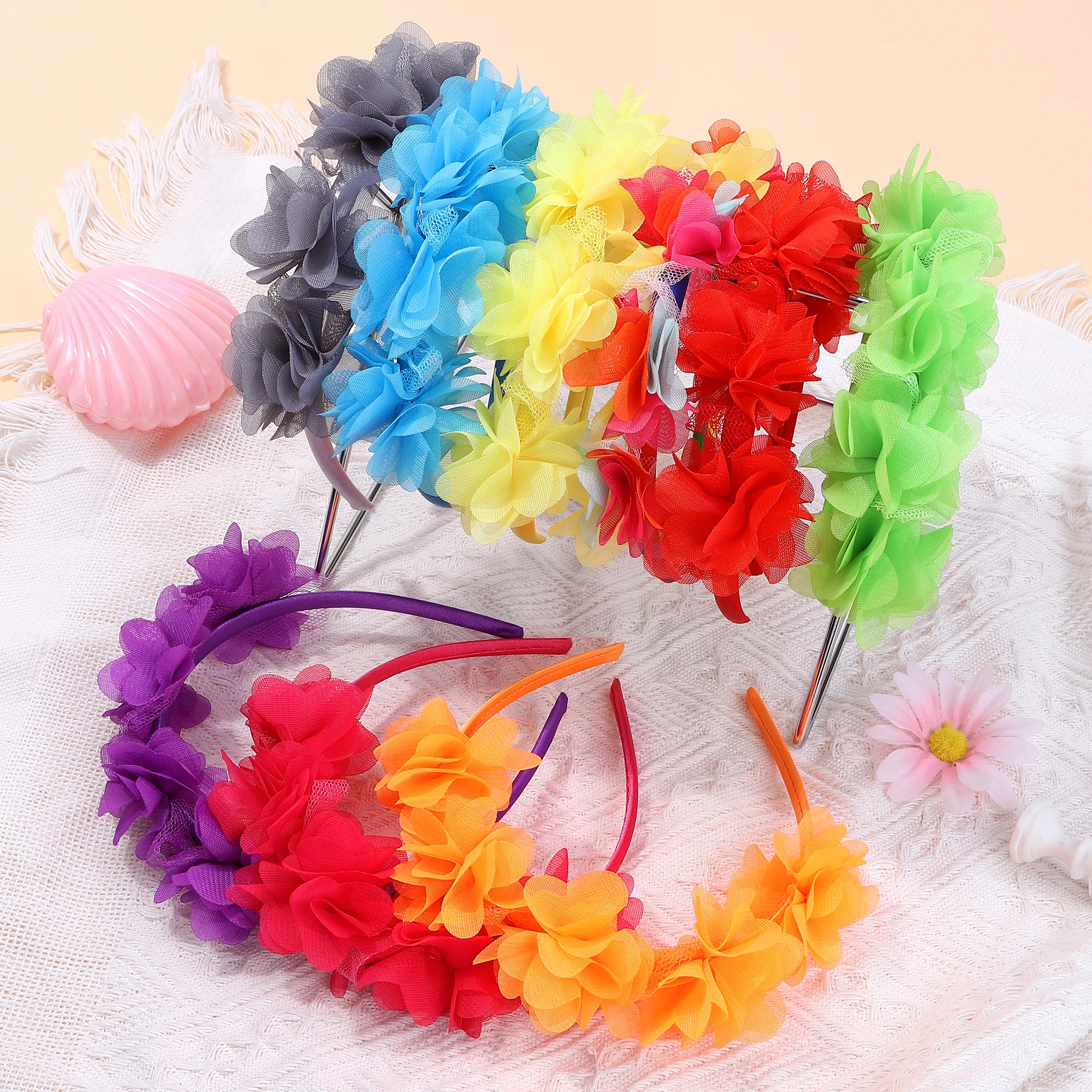 9 шт./компл. однотонная повязка на голову с цветком простая и подходит для девочек