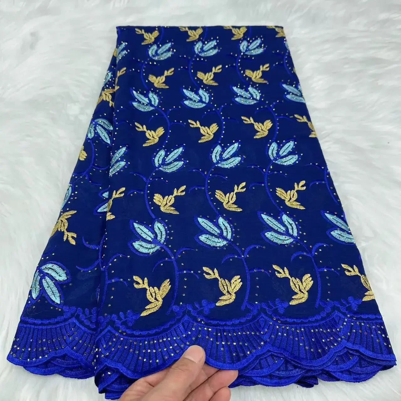 Новейшие желтые камни Африканский хлопок австрийская кружевная ткань 2024 высокое